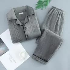 Pijamas masculinos mais gordura extra grande tamanho extra grande Coral velo extra grosso de meia-idade juventude cara g