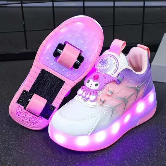 [Featured Selection] Kuromi skates for girls2026New children's four-wheel invisible roller skates with lights for girls