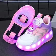 [Featured Selection] Kuromi skates for girls2026New children's four-wheel invisible roller skates with lights for girls