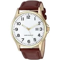 Relógio Analógico Masculino Essentials Fácil De Ler Com Pulseira De Couro De 42 Mm