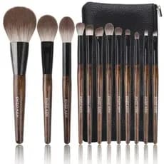 Conjunto De Pincéis De Maquiagem Natural Para Cabelo De Cabra ENZO KEN Com Estojo , Naturais De Cerdas , Profissional ,