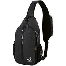 WATERFLY Crossbody Sling Backpack Bag Viagem Caminhadas Bolsa De Peito Daypack (Preto)