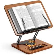 Suporte De Livro OPTIXCELL Para Leitura , 360 ° Giratório Livros Mãos Livres , Altura E Ângulo Ajustáveis , Clipe De Pág