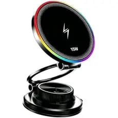 Carregador De Carro Sem Fio Rápido De 15 W , Suporte Magnético Para Telefone De Painel Dobrável Giratório De 360 , Compa