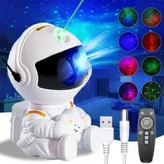Projetor de Estrelas Astronauta, Projetor de Galáxias, Luz Noturna Infantil, Luz Noturna de Teto com 8 Cores LED e Contr