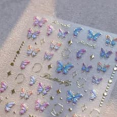 Adesivos de Unhas com Borboletas 5D, Adesivos de Unhas com Borboletas Douradas, Decalques de Unhas com Estrelas, Adesivo