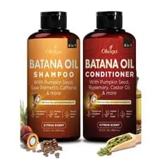 OkagaShowerSet-Shampoo e Condicionador com Óleo de Batana-8 em 1 Cuidado Orgânico para Cabelo e Couro Cabeludo-Crescimen
