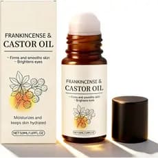Óleo de Rícino e Olíbano com Aplicador Roll-On de Quartzo Rosa, para Rosto e Corpo, Antienvelhecimento, Olheiras (1,50ml