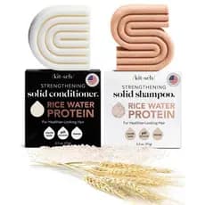 Conjunto de Shampoo e Condicionador em Barra Kitsch Rice Water – Barras Sólidas para Cuidado Capilar, para Fortaleciment