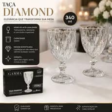 Taça de vidro Diamond - Conjunto com 6 peças - SENSACIONAL e RESISTENTE