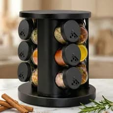 Porta Condimentos Giratório com 9 potes de Vidro