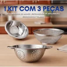 Kit 2/3 peças Escorredor De Arroz + Escorredor De Macarrão + Escorredor telado