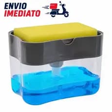 Dispenser Porta Detergente e Sabão Líquido com Suporte para Esponja Cozinha Compacto