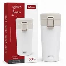 Garrafa Térmica Inox Wellmix 380ml Parede Dupla Tampa com Trava Branca