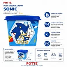 Pote Organizador Infantil Sonic Quadrado Com Tampa 11,5cm Livre de BPA Pottê