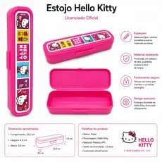 Estojo Escolar Porta escovas de Dentes Hello Kitty Oficial Com Tampa e Trava 23,5cm Pottê