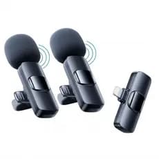Kit 2 Microfone Lapela Wireless Sem Fio Para iPhone iPad Lig