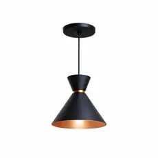Pendente Luminária Lustre Mini Bambolim 18x15cm Preto Com Cobre Decorativo Moderno De Alta Qualidade