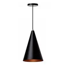 Pendente Luminária Lustre Cone 30x16,5 Preto Com Cobre Decorativo Moderno Alta Qualidade