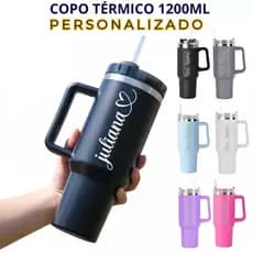 Copo Térmico 1200ml Com Alça E Canudo Personalizado Com Nome