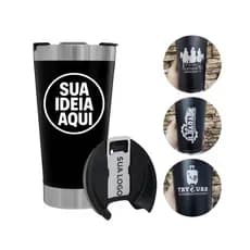 Copo Térmico Personalizado 473ml Inox | Nome, Logo ou Time | Presente Criativo + Gravação a Laser