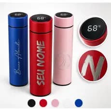 Garrafa Térmica Termômetro LED 500ml Medidor Temperatura Personalizada Logo Nome