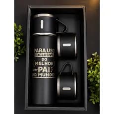 Garrafa Térmica Personalizada 500ML com 3 Xícaras Logo ou nome