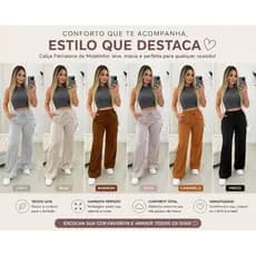 Calça Pantalona Feminina Moletom Lanzinha com Elástico na Cintura