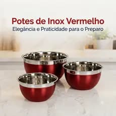 Kit 3 Bowls Inox Com Tampa Premium Multiuso Cozinha