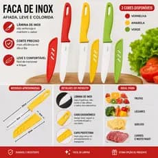 Faca de inox 20cm com Capa Protetora | Ultra Afiada para Frutas, Legumes e Carnes