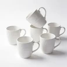 Conjunto De Canecas De Porcelana Com Xícaras De Café Brancas De 6 E 12 Onças | design De Osso De Escultura Em Relevo ; M