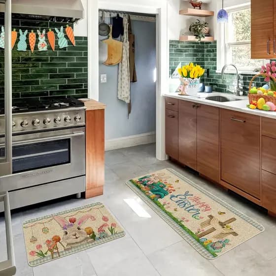 Novo estilo tapete de cozinha de páscoa decoração de páscoa tapete de porta de entrada tapete doméstico