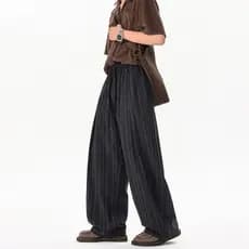 Estilo de dinheiro antigo plissado listras verticais Drape calças masculinas verão novo estilo na moda solto High-End la