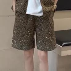 Indústria pesada Gypsophila leopardo impressão Shorts masculino verão confortável solto Casual calças de cinco pontos Al