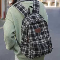 Estilo japonês ins mochila de grande capacidade Retro xadrez mochila versão coreana estudantes universitários All-Match