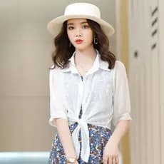 Protetor solar roupas verão camisa de ar condicionado com saia pequeno xale feminino solto exterior Cardigan beira-mar c