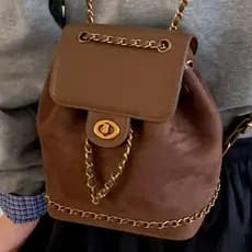 High-End estilo ocidental nicho 2026 novo estilo outono inverno All-Match corrente mochila Mini pequena mochila escolar