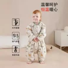 140g saco de dormir destacável das crianças inteligente termostática fibra de bambu engrossado saco de dormir de perna d