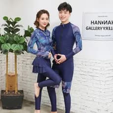Coreano coreano terno de mergulho dividir manga comprida saia longa maiô feminino casal protetor solar medusa mergulho s