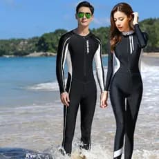 Novo masculino feminino casal maiô de uma peça calças de manga comprida protetor solar profissional de secagem rápida