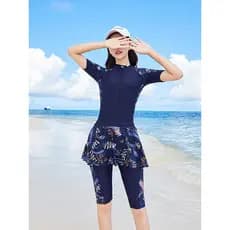 Maiô feminino conservador de uma peça Boxer calças de cinco pontos capa barriga mais magro olhar Split mais gordura Extr
