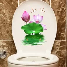 Estilo chinês criativo adesivos de toalete adesivos decorativos toalete lótus adesivos remodelados capa de toalete à pro
