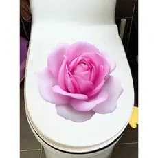 Rosa rosa romântico adesivos de parede à prova dwaterproof água capa de toalete adesivos decoração do banheiro auto-ades