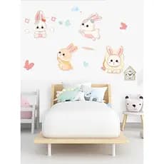 Desenhos animados quarto bonito pequeno Animal simples decoração do quarto das crianças coelho adesivos à prova dwaterpr