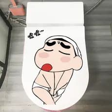 Engraçado Crayon Shin-Chan porta do banheiro parede adesivos sem costura adesivos de banheiro decoração criativa