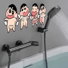 Crayon Shin-Chan adesivo à prova d'água para banheiro, azulejo de banheiro, decoração de parede, buraco feio, adesivo de
