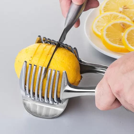 Ferramenta útil para corte de limão, divisor de frutas multifuncional com alça, cortador de tomate de alumínio, ferramen