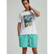 HOTMANGO Shorts de praia de secagem rápida masculino, calção de banho de tamanho grande com forro de malha, Fitness, nat