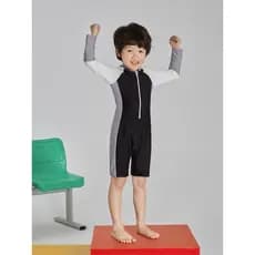 Aidoer novo estilo menino maiô de uma peça pequeno médio crianças meninos de secagem rápida manga comprida bebê verão cr
