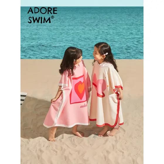 Aidoer toalha de banho de natação infantil, roupão portátil de praia de secagem rápida, produtos de natação para meninas
